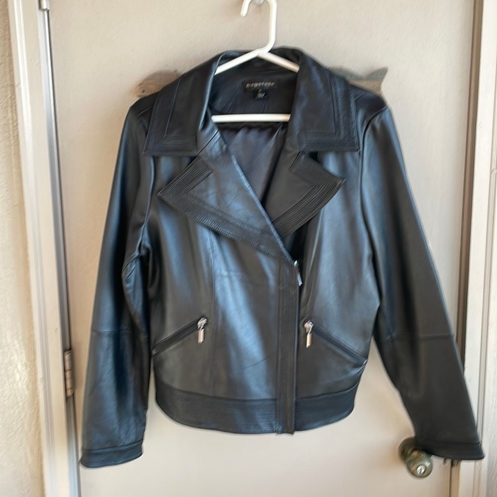 Bagatelle leather jacket black XL zips Harley Davidson embroiled on back